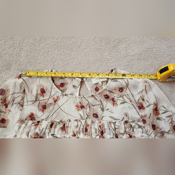 Lucky Brand Boho Babydoll Floral Ruffled Tiered Top Blouse Size XS Extra Small - Picture 4 of 6